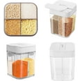 thumbnail image 1 of Paquete de 2 tarros de plástico 4 en 1 para salero y pimentero, recipientes para especias con agujeros ajustables, apto para camping al aire libre, cocina, carne, barbacoa, 1 of 6