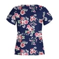 thumbnail image 4 of Pntutb moda mujer Casual pétalo manga manga corta cuello en V impreso tops blusa Pntutb Pntutb-5147, 4 of 4