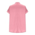 thumbnail image 6 of Kaemgyyd Oversized Tshirts for Women Breathable Loose Button V Neck Tops Lightweight Roll Short Sleeve Basic Tee, 6 of 7