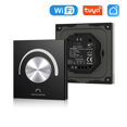 thumbnail image 2 of Rotary Glass Panel Constant Voltage LED Controller DC 12V 24V Smart Dimmer WIFI TUYA APP Cloud Control Black, 2 of 6