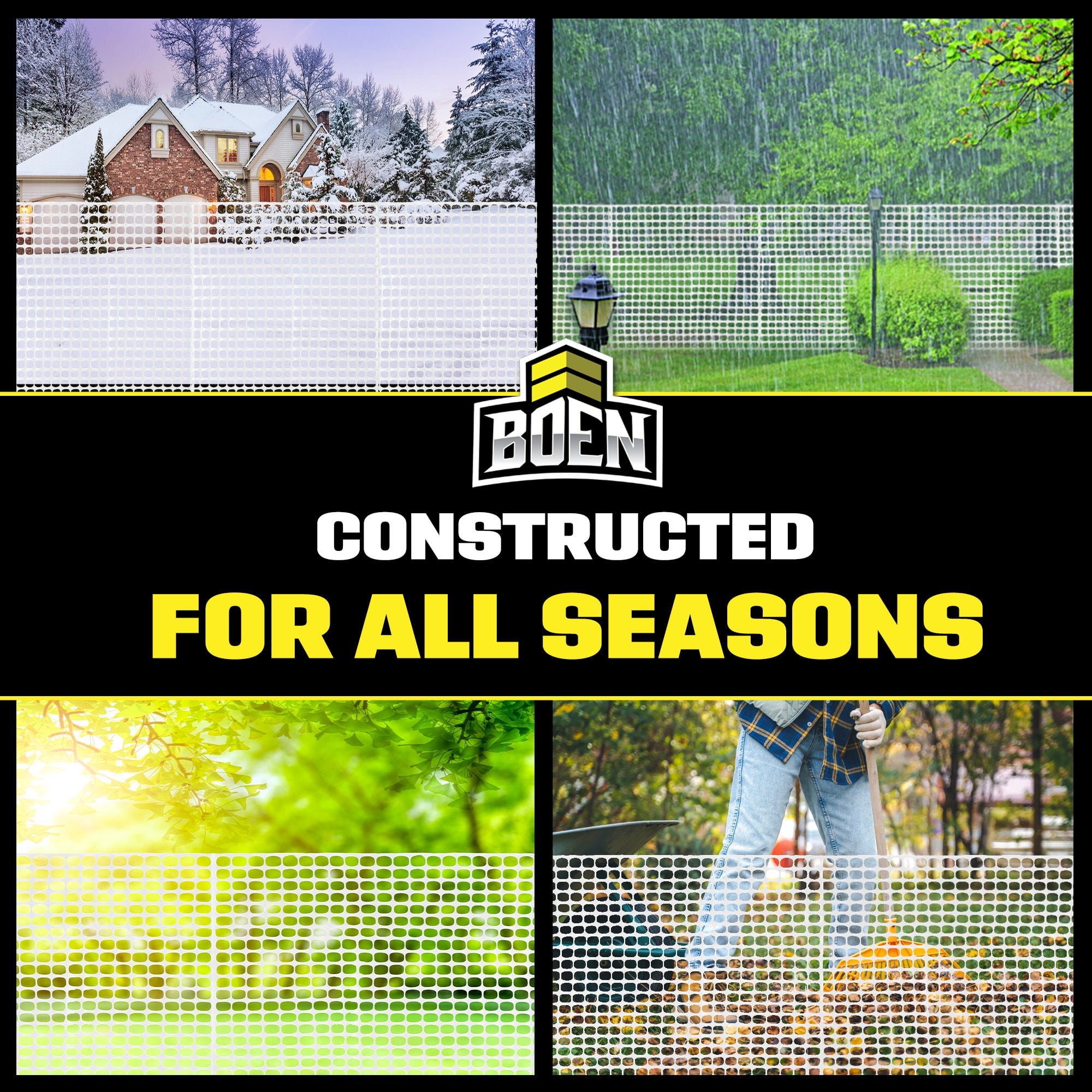 BOEN 4' x 100' Heavy-Duty White Plastic Mesh Snow Fence for Garden, Deer and Pets