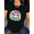 thumbnail image 1 of Camiseta para mujer con Cuello de veranoCute Turtle Print T-Shirt for Women - Casual Style, Medium Stretch Knit Fabric, Round Neck, Short Sleeve, Comfortable Summer Top with Alphabet DesignFather's, 1 of 6