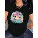 thumbnail image 1 of Cute Turtle Print T-Shirt for Women - Casual Style, Medium Stretch Knit Fabric, Round Neck, Short Sleeve, Comfortable Summer Top with Alphabet Design, 1 of 6