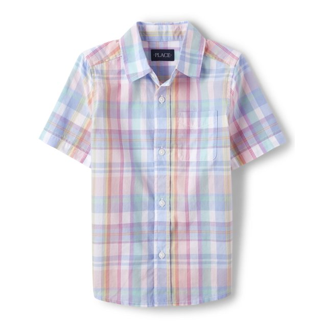 Camisa The Children's Place de manga corta con botones, rosa 4