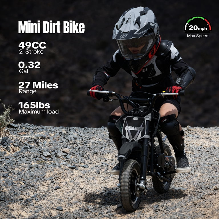 QEASET 49CC Dirt Bike Gas Powered Off-Road 2-Stroke Mini Bike with