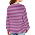 thumbnail image 6 of Girls Long Sleeve Crewneck Striped Print Pocket Top Casual Pullover Shirt Regular Fit Everyday Knit Tee for Kids, 6 of 6