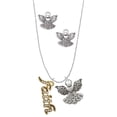 thumbnail image 1 of Delight Jewelry Goldtone Crystal Script ''Faith'' Silver tone Guardian Angel Charm Necklace and Stud Earrings, 1 of 4
