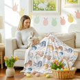 thumbnail image 4 of Throw Blanket Fleece Throw Blanket 50x60in, Watercolor Easter Egg Rabbit on White Soft Lightweight Bed Blankets Spring Leaves Fuzzy Couch Blankets for All Season, 4 of 9