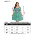 thumbnail image 5 of Women's Plus Size A Line Dress Wrap V Neck Front Knotted Dress Knee Length Midi Swing Dress, 5 of 5