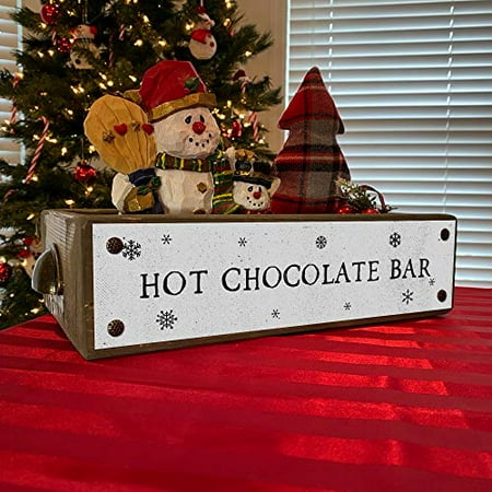 Hot Chocolate Bar – Christmas Home Décor Box – Cute & Funny Rustic Farmhouse Home Décor – Storage Caddy - Wood Boxes with Sayings