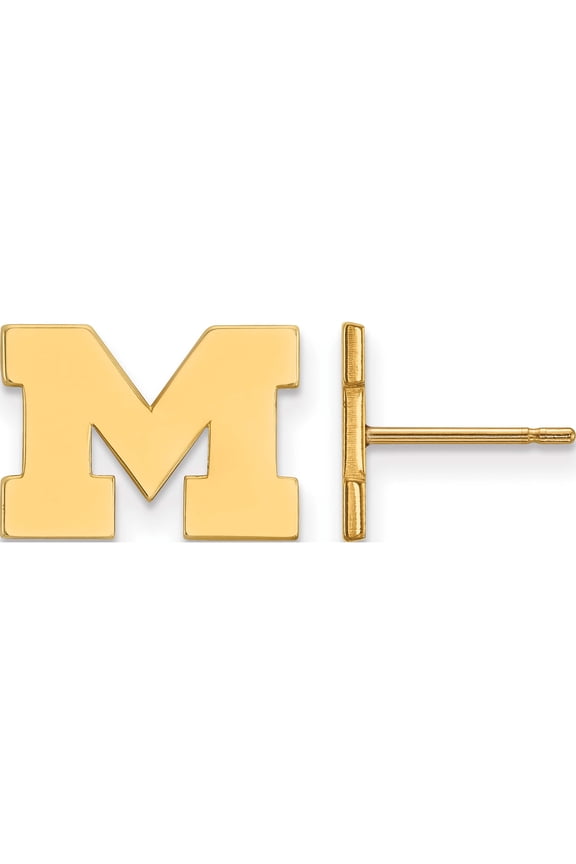 Ss/Gold Plated Sterling Silver With Gp Logoart Michigan (Univ Of) Xs Post Earrings (10 X 14) Made In United States gp008um