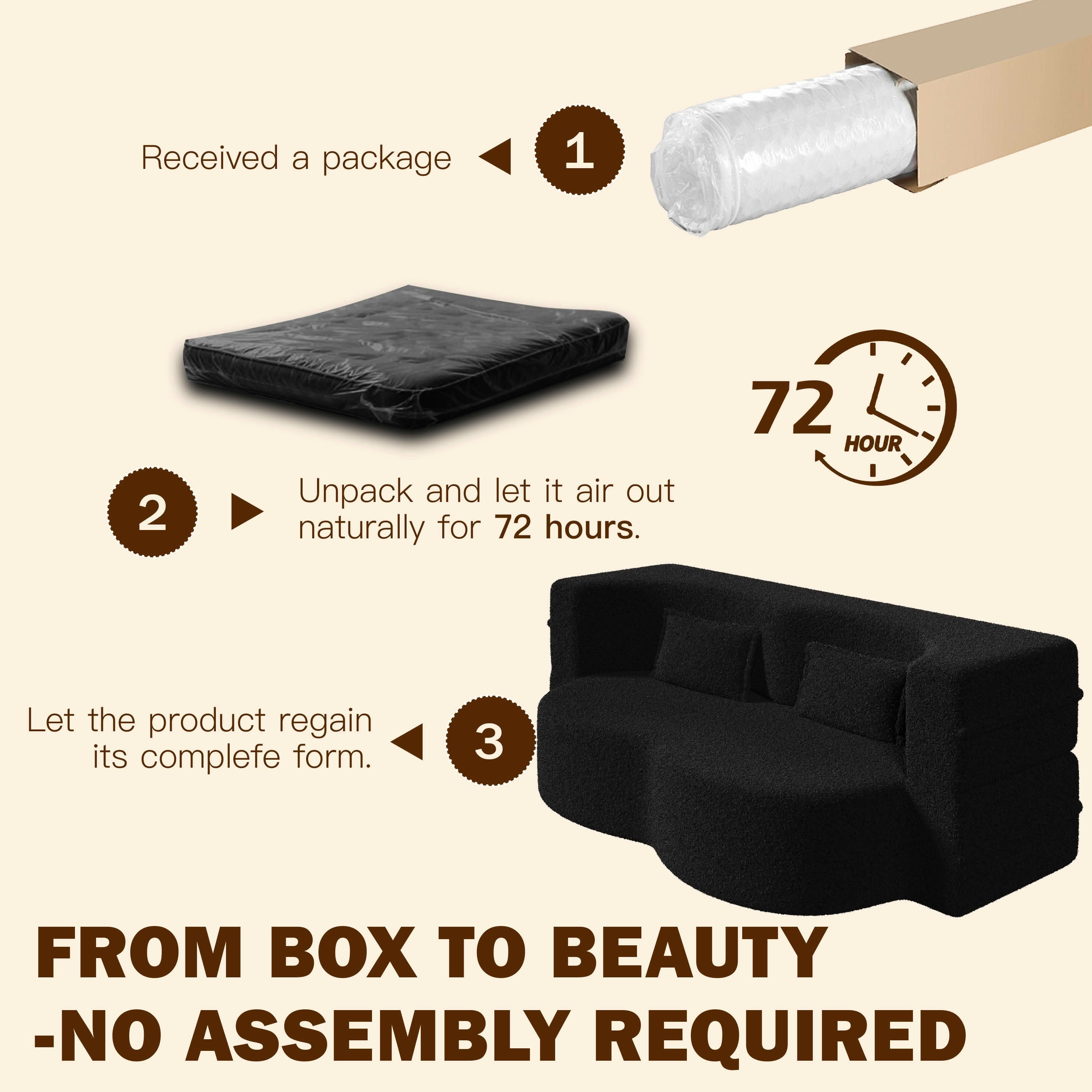 MAYEERTY Twin Sherpa Fleece Foldable Foam Floor Sofa Bed, Zero Assembly Vacuum Compressed Sleeper with 2 Pillows
