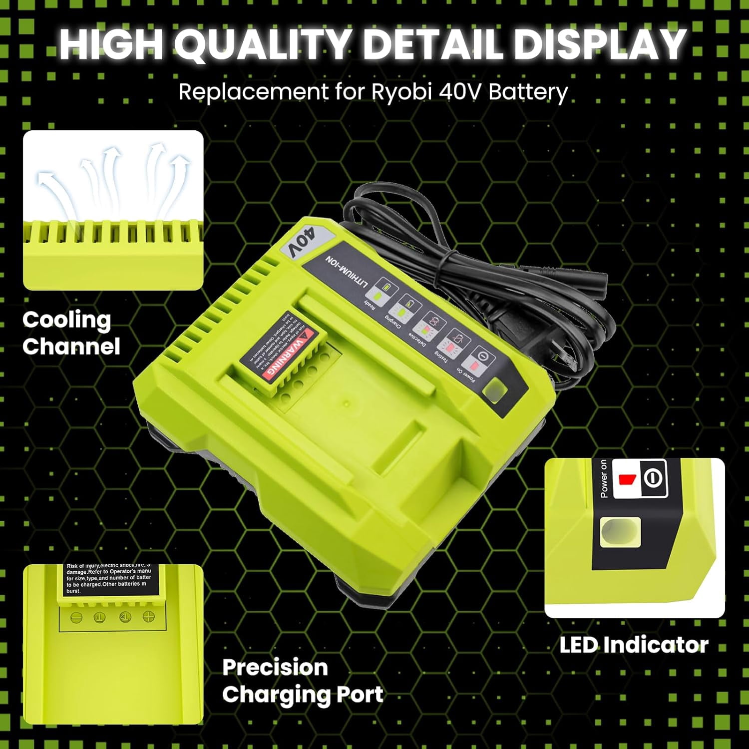 2Pack 7500mAh OP4026 Replacement for Ryobi 40V Battery and OP401 Charger Compatible with Ryobi 40 Volt Battery Lithium OP40261 OP4050 OP4040 OP40401 OP40201 OP40601 Cordless Power Tools