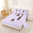 thumbnail image 2 of Manfei Vintage Leopard Print Letter Monogrammed T Full Size Sheets 4-Piece for Girls Women,Purple Ribbon Bow Knot Bed Sheets for Kids Teens,Super Cozy Room Decor, 2 of 5