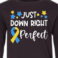 thumbnail image 4 of Inktastic Just Down Right Perfect Down Syndrome Awareness Ribbon Long Sleeve Youth T-Shirt, 4 of 5