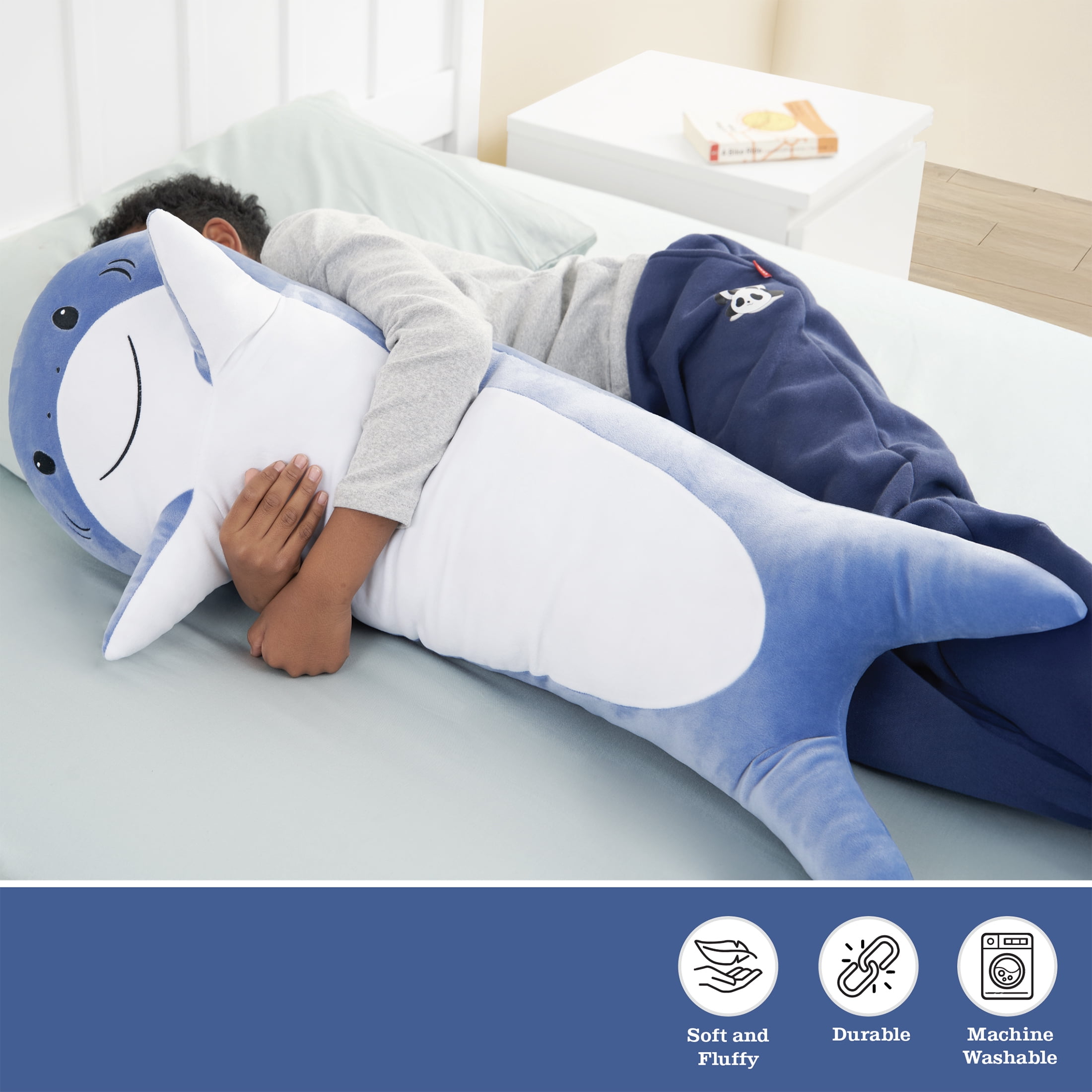 B Kids Shark Squishy Body Pillow, Navy