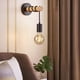 thumbnail image 4 of Aplique de pared de madera vintage, aplique industrial retro, lámpara de pared colgante de base redonda de metal, iluminación de pared negra E27 para interiores para dormitorio, sala de estar,, 4 of 5