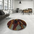 thumbnail image 3 of Ahgly Company Indoor Round Abstract Dark Scarlet Red Area Rugs, 7' Round, 3 of 6