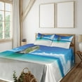 thumbnail image 3 of Ambesonne Scenery Fitted & Top Sheet Set with Shams, Exotic Coastline, Blue White Cream, 3 of 8