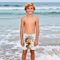 thumbnail image 4 of Boys Athletic Shorts Quick Dry Kids Swim Trunks White 3D Cartoon Bird Print Elastic Waist Board Shorts for Pool Beach,Size 5 T, 4 of 9