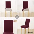 thumbnail image 4 of Deconovo - Funda elástica a rayas para silla de comedor, extraíble, corta, de jacquard, para boda, juego de 4, color burdeos, 4 of 7