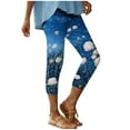 thumbnail image 2 of jjayotai Boho Floral Print Leggings for Women, Trendy Art Painting Beach Summer Fall Clothes Yoga Pants High Waisted Capri Trousers, 2 of 7