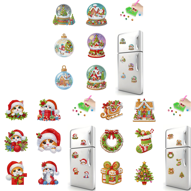 Kits Imanes Refrigerador Con DIY Navidad (bola Cristal)