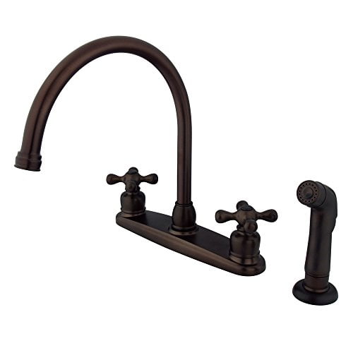 Kingston Brass Vintage Double Handle Goose Neck Kitchen Faucet with Sprayer