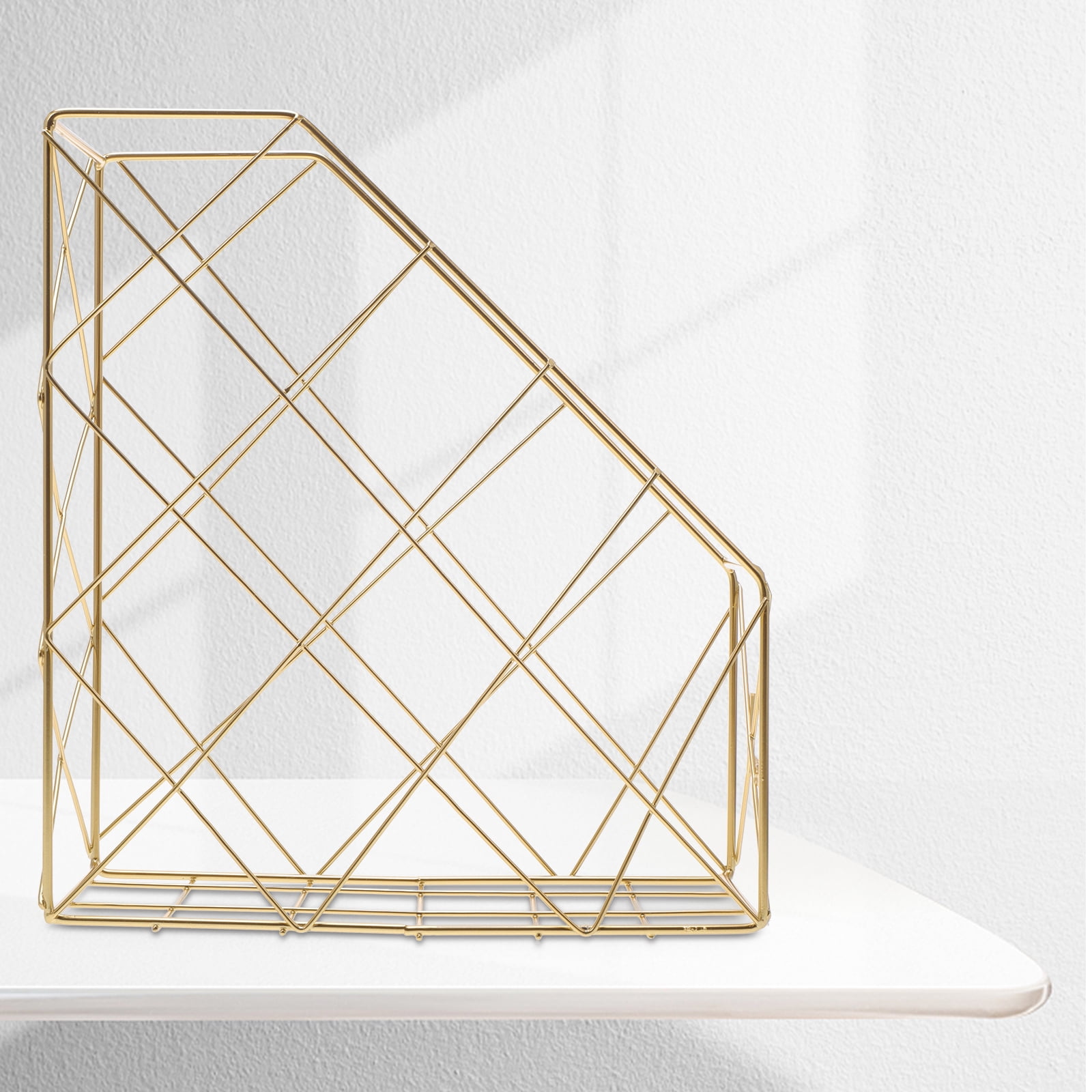 UEETEK Document Storage Rack Golden Desktop Organizer with Nordic Wrought Iron Design
