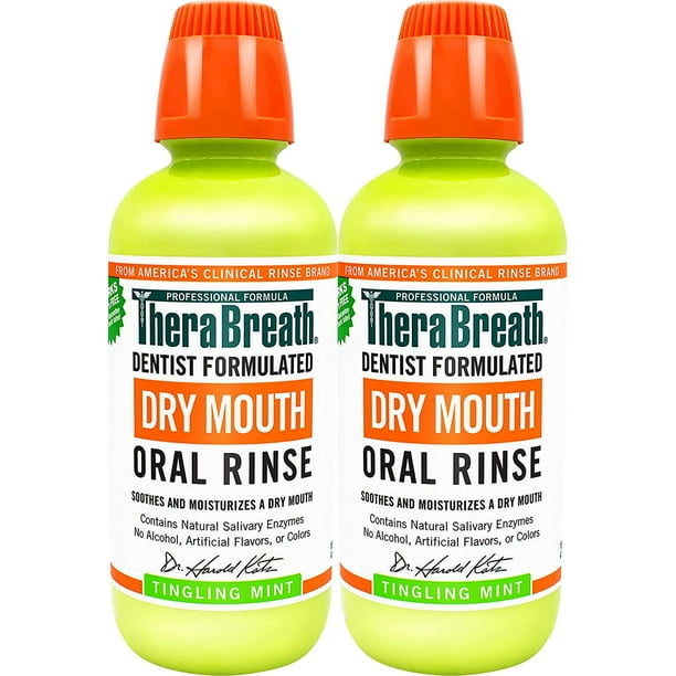 TheraBreath Dry Mouth Dentist Oral Rinse, Tingling Mint, 16