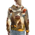 thumbnail image 7 of Daiia Sunflower Cow Pasture Pattern Women's Fashion Hoodies & Sweatshirts with Kangaroo Pocket Hooded Sweatshirt with Eye-catching Drawstrings-Small, 7 of 7