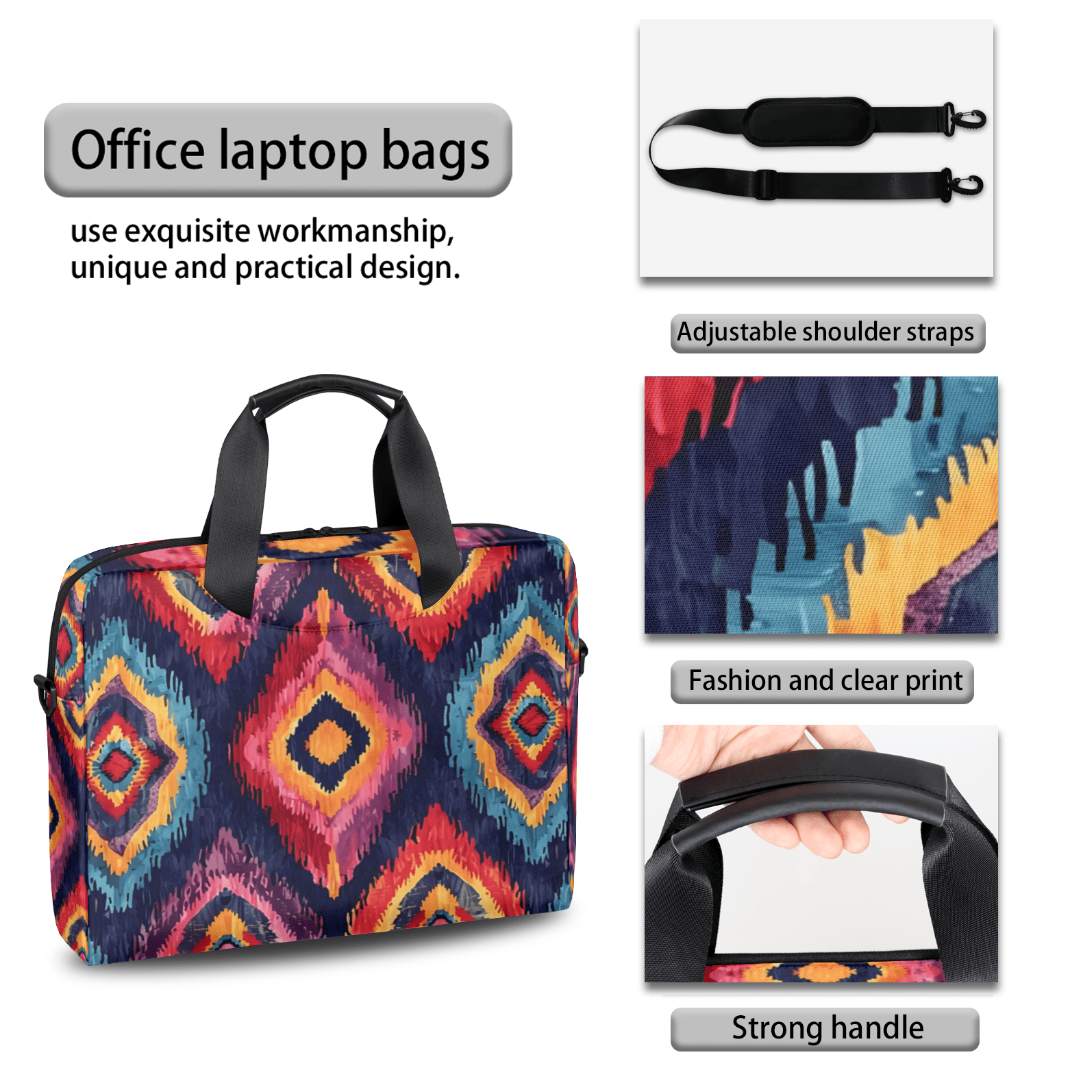 Herdesigns Aztec Southwestern Native Laptop Bag for Women Men, Computer Case Briefcase Messenger Bags, 15-15.6 inch Laptop Sleeve Shoulder Bag