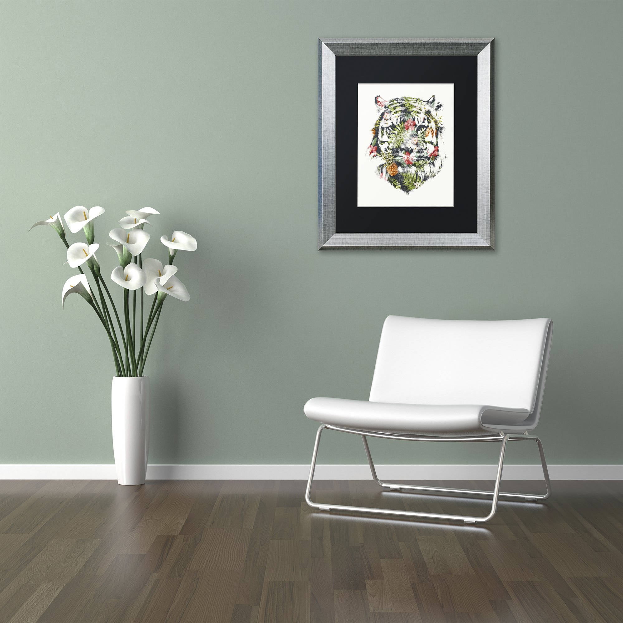 Trademark Fine Art 'Tropical Tiger' Canvas Art by Robert Farkas, Black Matte, Silver Frame
