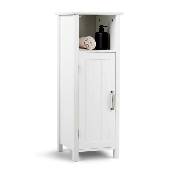 Gymax Bathroom Floor Storage Cabinet Free Standing w/ Single Door Adjustable Shelf