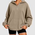 thumbnail image 2 of Wxolcjlv Solid Quarter Zip Hoodies for Women Long Sleeve Pullover Tops, 2 of 6