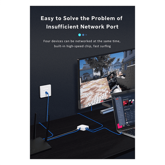 Universal Network Cable Extension Ethernet Splitter High Speed Usb C Power Gigabit Internet Rj45 Splitter Adapter 1 to 4