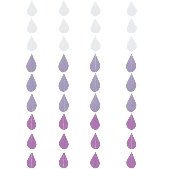 4 Strings Purple Raindrop Paper Garland Hanging, Latte Raindrop Ornament Bunting Streamer for Birthday Wedding Party Backdrop Decoration