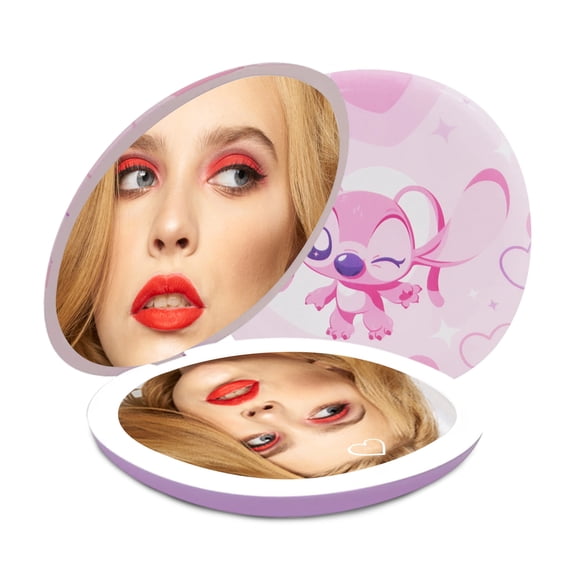 Impressions Vanity Angel LED Compact Mirror with Stitch Artwork, 3x Magnified top  Lighting Mirror