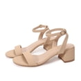 thumbnail image 2 of LuckLilac Women's Round Open Toe Sandals Chunky Low Heel Ankle Strap Heels Casual Daily Office Wedding Shoes, 2 of 7