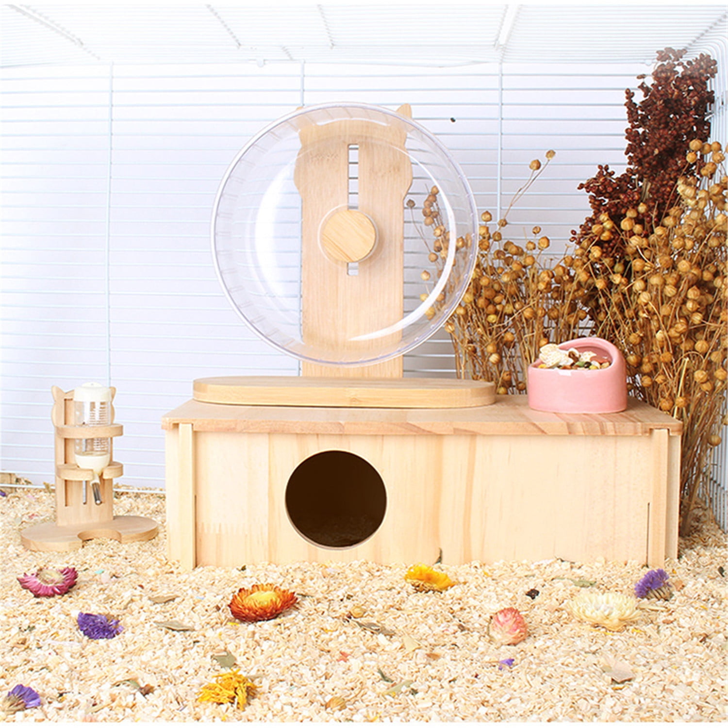 BQBQERT Hamster Wooden House Natural Small Animal Cage Chew Toy for Mouse Gerbil Hedgehog