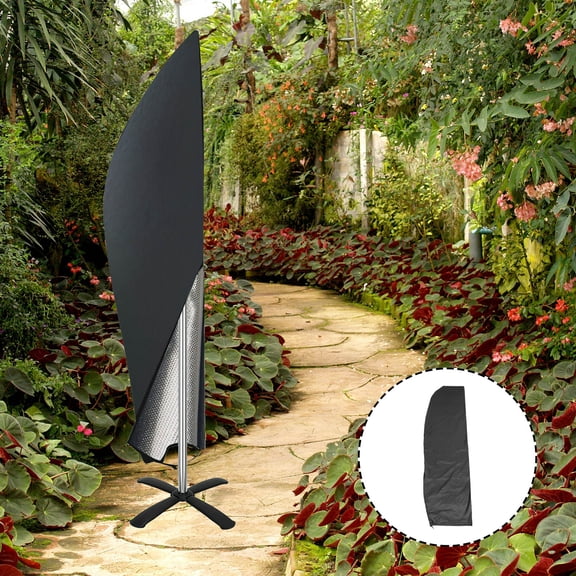 UNOMOR 1 Set of Oxford Cloth Parasol Cover Rectangular Black for Outdoor Enthusiasts