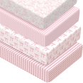 thumbnail image 1 of Peryiter - Juego de 4 s&aacute;banas de cuna con lazo de coqueta para ni&ntilde;a, juego de s&aacute;banas suaves de 52 x 28 pulgadas, color rosa para beb&eacute;, colch&oacute;n e, 1 of 7