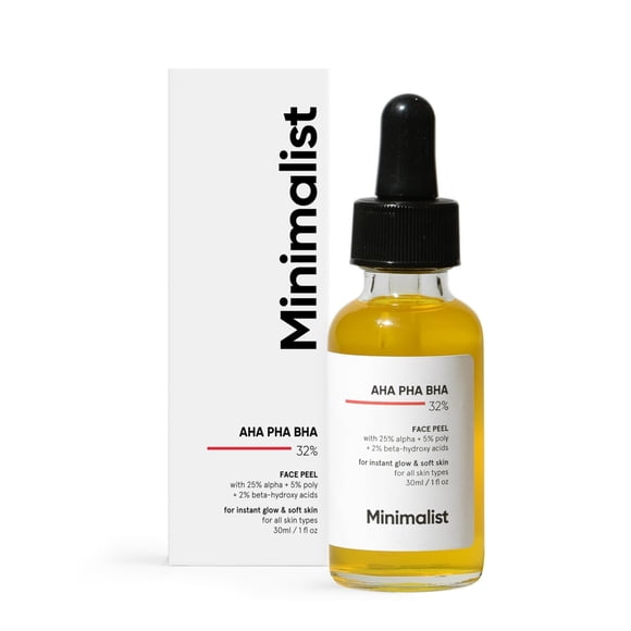 Solución exfoliante minimalista 32% AHA BHA PHA 30 ml para piel