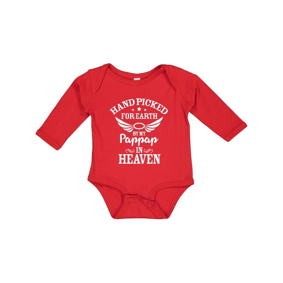 Inktastic Handpicked for Earth by My Pappap in Heaven with Angel Wings Boys or Girls Long Sleeve Baby Bodysuit