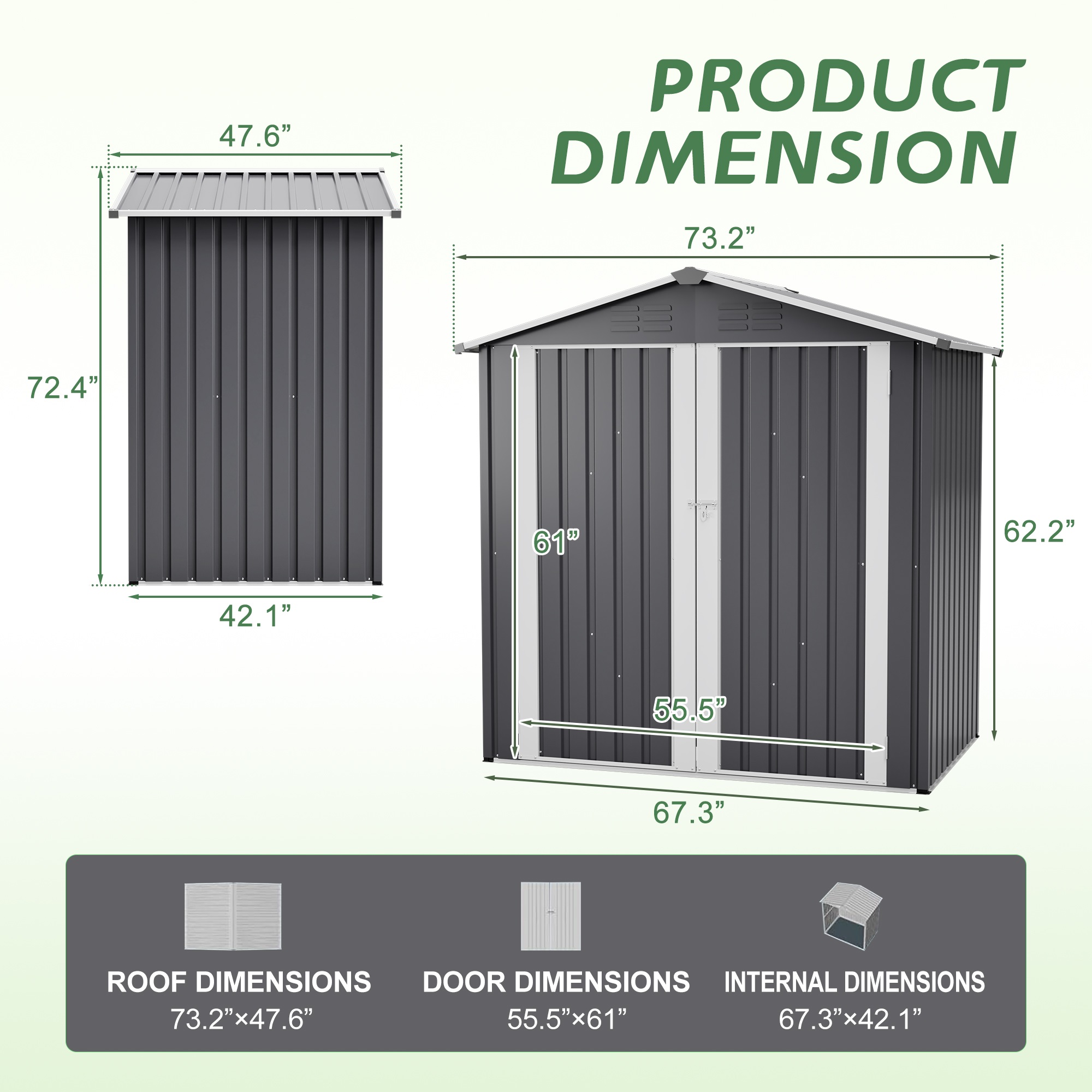 6x4FT Outdoor Steel Storage Shed with Lockable Door,Waterproof Garden Tool Shed Storage House for Backyard Patio Lawn, Gray