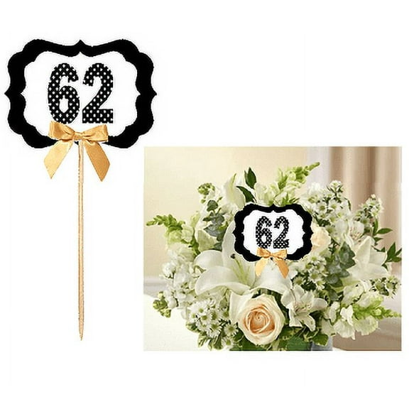 62nd Birthday / Anniversary Table Decoration Party Centerpiece Pick - Set of 6