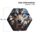 thumbnail image 2 of Yiaed Vintage Blue Floral Wolf Print Leather Coasters for Drinks - Cup Coasters Coffee Table Kitchen Table Bar, Home & Office Gifts Handmade Drink Coasters-Hexagon, 2 of 6
