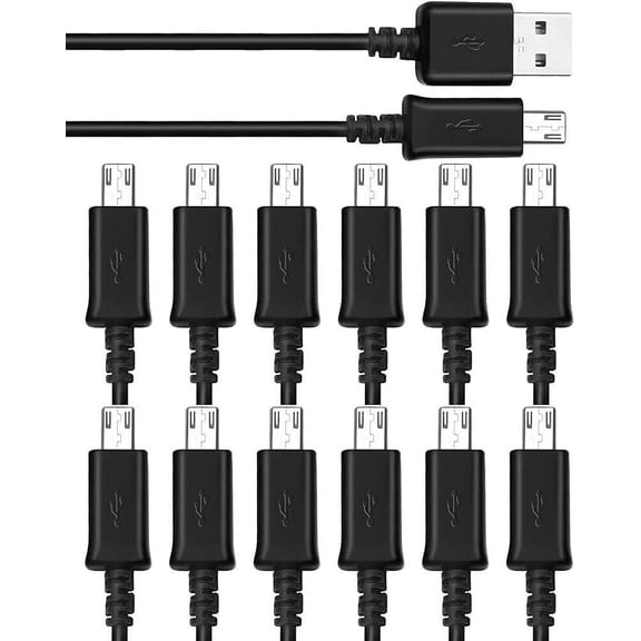 10x Black Micro USB Charger Cable Cord For Samsung Android Cell Phone Lot