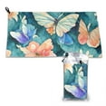 thumbnail image 1 of YFYANG Adult Microfiber Portable Travel Towel, Watercolor Butterfly Floral Pattern Quick Dry Towel with Hiking Buckle PVC Pouch, 16" x 31.5", 1 of 6