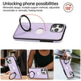 thumbnail image 3 of Allytechgroup iPhone 15 Magnetic Case, Retro PU Leather TPU Back Cover Compatible with Magsafe Shockproof Ring Holder Kickstand Phone Case for Apple iPhone 15, Purple, 3 of 8